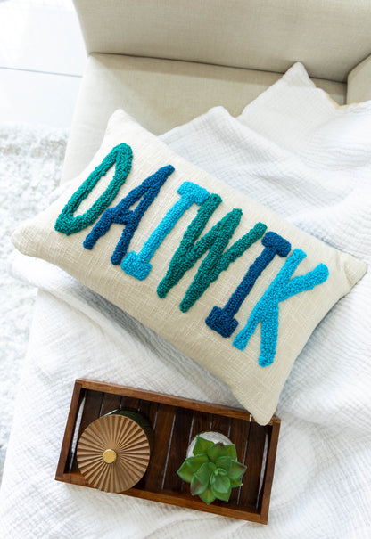 Custom Punch Needle Name Cushion Covers- Dark Teal