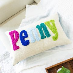 Personalized Punch Needle Pillow Covers for Gifts- Dark Teal