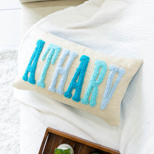 Custom Embroidered Cushion Covers with Punch Needle Art- Baby Blue