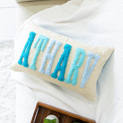 Custom Embroidered Cushion Covers with Punch Needle Art- Baby Blue