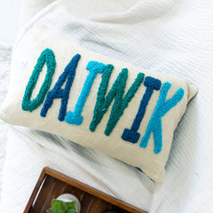 Custom Punch Needle Name Cushion Covers- Dark Teal