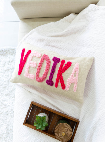 Custom Punch Needle Accent Pillow Covers- Baby Pink