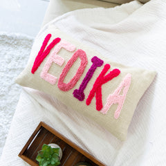 Custom Punch Needle Accent Pillow Covers- Baby Pink