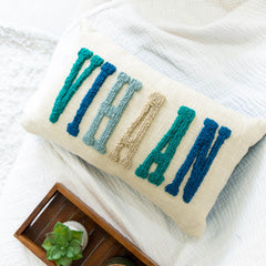 Hand Embroidered Punch Needle Pillow Covers- Dark Teal