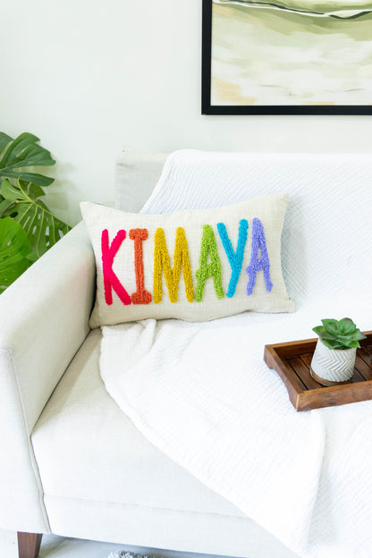 Custom Decorative Pillow Covers with Needle Punch Embroidery- Dark Teal