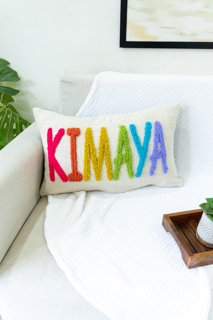 Custom Decorative Pillow Covers with Needle Punch Embroidery- Dark Teal