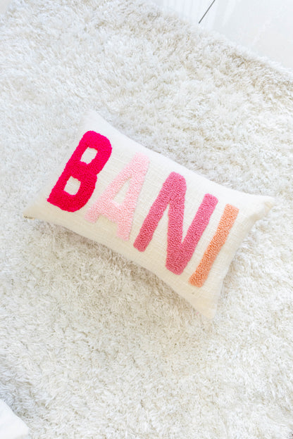 Personalized Needle Punch Decorative Pillow Covers- Baby Pink