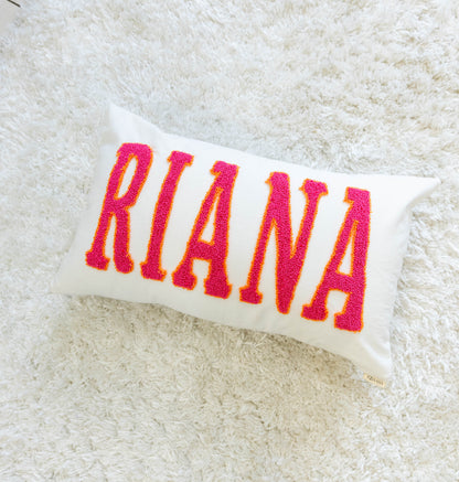 Personalized Punch Needle Home Décor Pillow Covers- Off White
