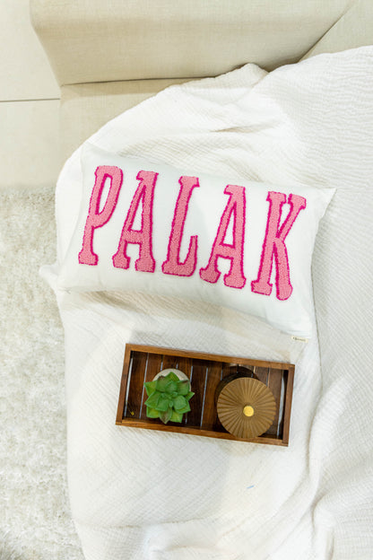 Custom Decorative Pillow Covers with Needle Punch Embroidery- Off White