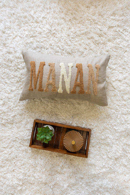 Custom Keepsake Punch Needle Cushion Covers- Oatmeal