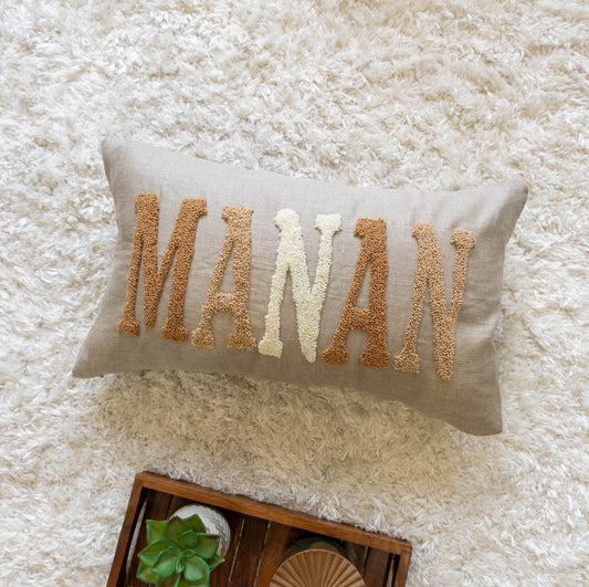 Custom Keepsake Punch Needle Cushion Covers- Oatmeal