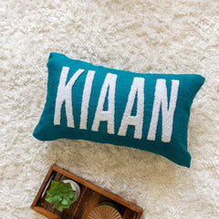 Handmade Personalized Punch Needle Cushion Cover- Dark Teal