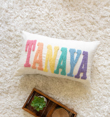 Hand Embroidered Punch Needle Pillow Covers- White