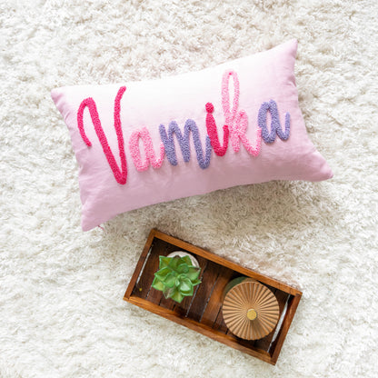 Bespoke Punch Needle Embroidered Cushion Covers- Pastel Pink