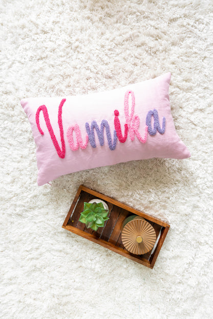 Bespoke Punch Needle Embroidered Cushion Covers- Pastel Pink