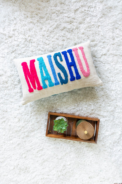 Custom Punch Needle Accent Pillow Covers- Baby Blue