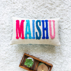 Custom Punch Needle Accent Pillow Covers- Baby Blue