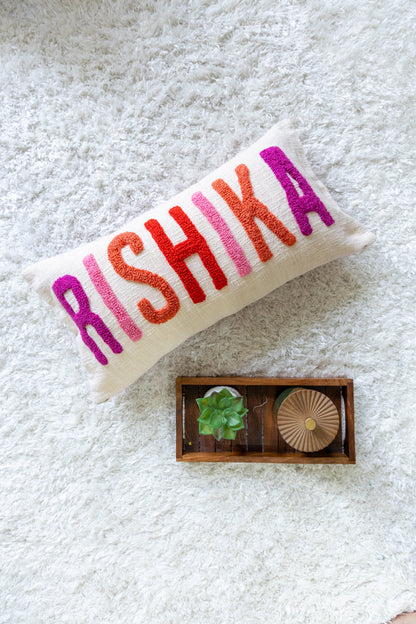 Monogrammed Punch Needle Pillow Covers- Baby Pink