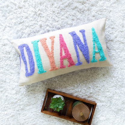 Personalized Handcrafted Punch Needle Cushion Covers- Lavender