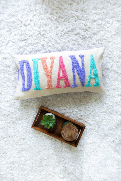 Personalized Handcrafted Punch Needle Cushion Covers- Lavender