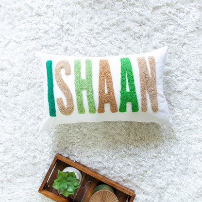 Personalized Punch Needle Embroidered Pillow Cover- Off White