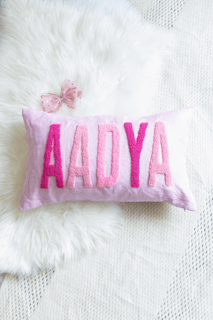 Custom Punch Needle Embroidered Pillow Covers- Pastel Pink
