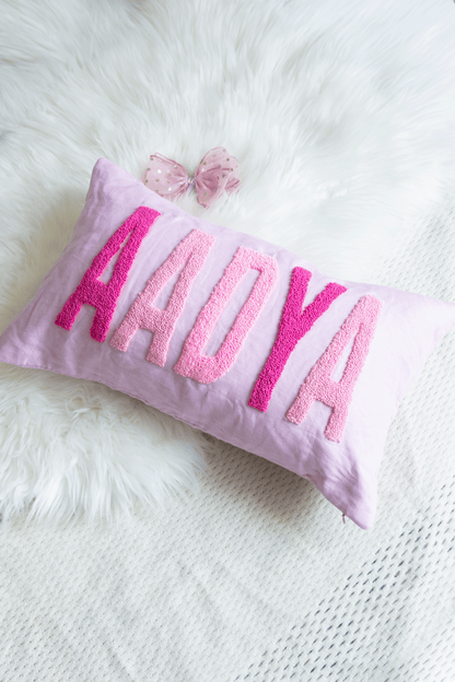 Custom Punch Needle Embroidered Pillow Covers- Pastel Pink