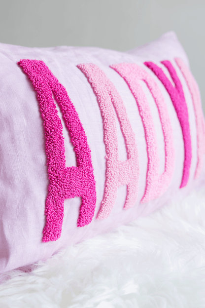 Custom Punch Needle Embroidered Pillow Covers- Pastel Pink