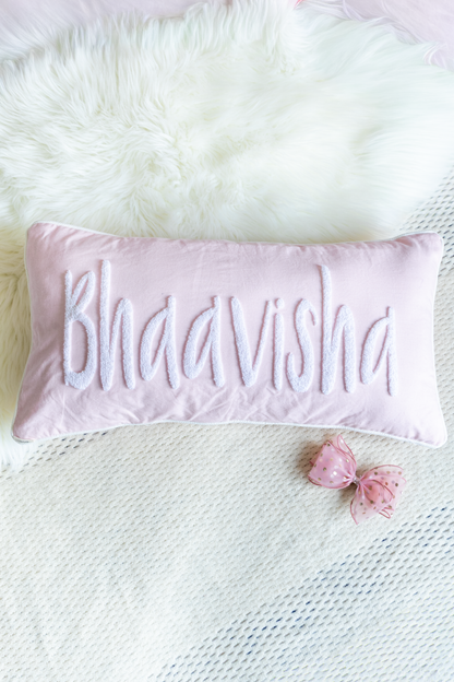 Handmade Punch Needle Personalized Pillowcases- Baby Pink