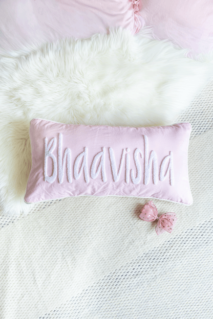 Handmade Punch Needle Personalized Pillowcases- Baby Pink