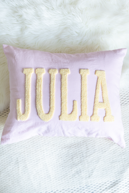 Bespoke Hand Embroidered Pillow Covers- Baby Pink