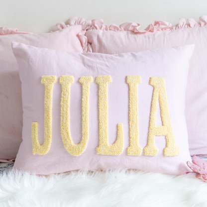 Bespoke Hand Embroidered Pillow Covers- Baby Pink