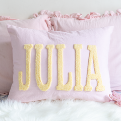 Bespoke Hand Embroidered Pillow Covers- Baby Pink