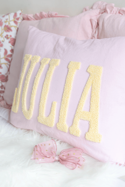 Bespoke Hand Embroidered Pillow Covers- Baby Pink