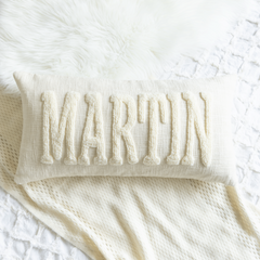 Personalized Artisan Punch Needle Pillow Covers- Cream