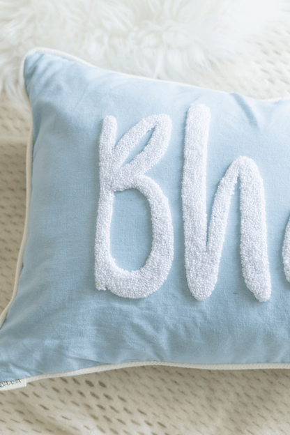 Bespoke Punch Needle Embroidered Cushion Covers- Baby Blue