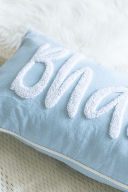 Bespoke Punch Needle Embroidered Cushion Covers- Baby Blue