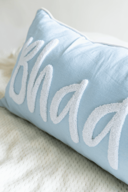 Bespoke Punch Needle Embroidered Cushion Covers- Baby Blue