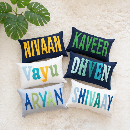 Monogrammed Punch Needle Pillow Covers- Dark Blue