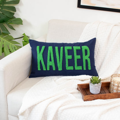 Personalized Punch Needle Home Decor Pillow Covers- Dark Blue