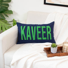 Personalized Punch Needle Home Decor Pillow Covers- Dark Blue