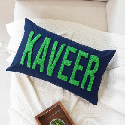 Personalized Punch Needle Home Decor Pillow Covers- Dark Blue