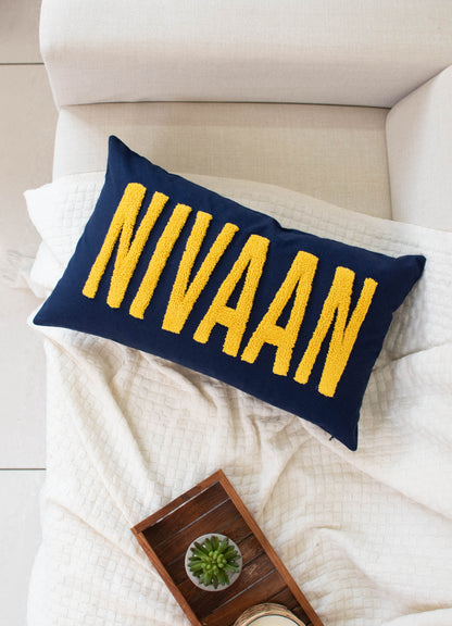 Monogrammed Punch Needle Pillow Covers- Dark Blue
