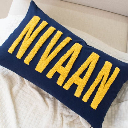Monogrammed Punch Needle Pillow Covers- Dark Blue