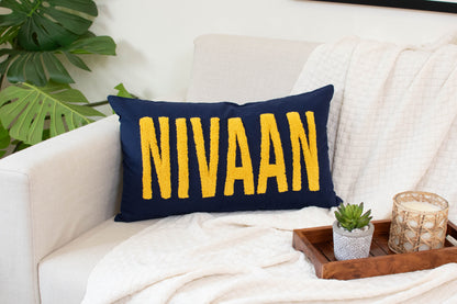 Monogrammed Punch Needle Pillow Covers- Dark Blue