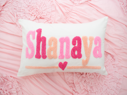 Handmade Personalized Punch Needle Cushion Cover- Off White