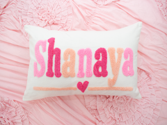 Handmade Personalized Punch Needle Cushion Cover- Off White
