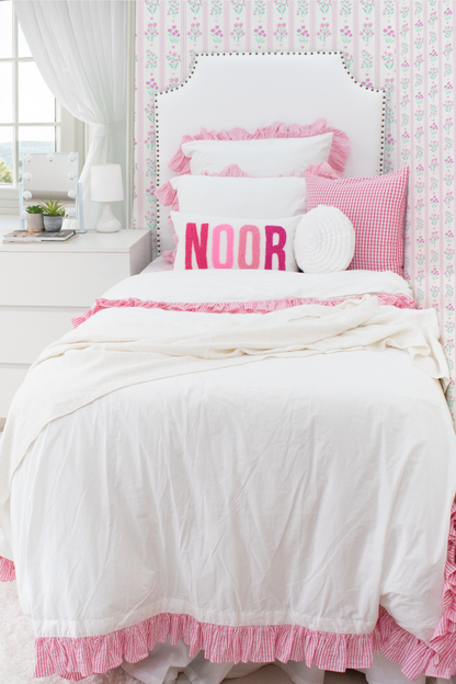 Personalized Punch Needle Pillow Cover- Pinks