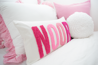 Personalized Punch Needle Pillow Cover- Pinks
