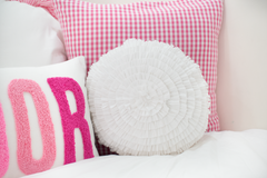 Round Rosette Pillow- White